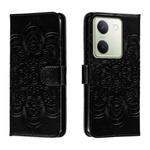 For vivo Y100 5G Sun Mandala Embossing Pattern Phone Leather Case(Black)