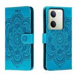 For vivo Y100 5G Sun Mandala Embossing Pattern Phone Leather Case(Blue)