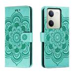 For vivo Y100 5G Sun Mandala Embossing Pattern Phone Leather Case(Green)