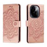 For vivo Y200 5G Sun Mandala Embossing Pattern Phone Leather Case(Rose Gold)