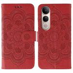 For vivo V50 Lite 5G Sun Mandala Embossing Pattern Phone Leather Case(Red)