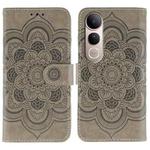 For vivo V50 Lite 5G Sun Mandala Embossing Pattern Phone Leather Case(Grey)