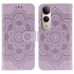 For vivo V50 Lite 5G Sun Mandala Embossing Pattern Phone Leather Case(Purple)