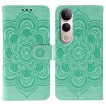 For vivo V50 Lite 5G Sun Mandala Embossing Pattern Phone Leather Case(Green)