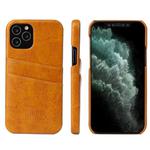 For iPhone 12 Pro Max Fierre Shann Retro Oil Wax Texture PU Leather Case with Card Slots(Yellow)