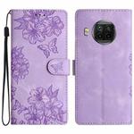 For Xiaomi Mi 10T Lite 5G Cherry Blossom Butterfly Skin Feel Embossed PU Phone Case(Purple)