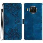 For Xiaomi Mi 10T Lite 5G Cherry Blossom Butterfly Skin Feel Embossed PU Phone Case(Blue)