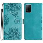 For Xiaomi 11T / 11T Pro Cherry Blossom Butterfly Skin Feel Embossed PU Phone Case(Green)