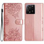 For Xiaomi 13T 5G Cherry Blossom Butterfly Skin Feel Embossed PU Phone Case(Rose Gold)