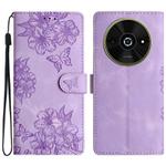 For Xiaomi Poco C61 Cherry Blossom Butterfly Skin Feel Embossed PU Phone Case(Purple)