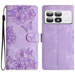 For Xiaomi 14T Pro Cherry Blossom Butterfly Skin Feel Embossed PU Phone Case(Purple)