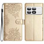 For Xiaomi 14T Pro Cherry Blossom Butterfly Skin Feel Embossed PU Phone Case(Gold)