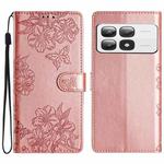 For Xiaomi 14T Pro Cherry Blossom Butterfly Skin Feel Embossed PU Phone Case(Rose Gold)