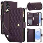 For Samsung Galaxy S25+ / S24+ 5G YM016 Rhombic Zipper Card Wallet Leather Phone Case with Lanyard(Dark Purple)