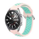 For Galaxy Watch 3 41mm Silicone Two-color Watch Band, Size: Free Size 20mm(Light Pink Teal)