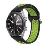 For Galaxy Watch 3 41mm Silicone Two-color Watch Band, Size: Free Size 20mm(Black Lime)