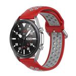 For Galaxy Watch 3 41mm Silicone Two-color Watch Band, Size: Free Size 20mm(Red Gray)