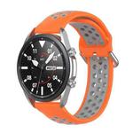 For Galaxy Watch 3 41mm Silicone Two-color Watch Band, Size: Free Size 20mm(Orange Gray)