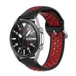 For Galaxy Watch 3 41mm Silicone Two-color Watch Band, Size: Free Size 20mm(Black Red)
