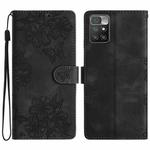For Xiaomi Redmi 10 Cherry Blossom Butterfly Skin Feel Embossed PU Phone Case(Black)
