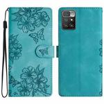 For Xiaomi Redmi 10 2022 Cherry Blossom Butterfly Skin Feel Embossed PU Phone Case(Green)