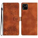 For Xiaomi Redmi 10C Cherry Blossom Butterfly Skin Feel Embossed PU Phone Case(Brown)