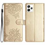 For Xiaomi Redmi 12 Cherry Blossom Butterfly Skin Feel Embossed PU Phone Case(Gold)