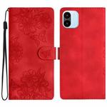 For Xiaomi Redmi A1 Cherry Blossom Butterfly Skin Feel Embossed PU Phone Case(Red)