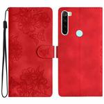 For Xiaomi Redmi Note 8T Cherry Blossom Butterfly Skin Feel Embossed PU Phone Case(Red)