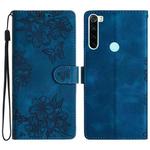 For Xiaomi Redmi Note 8T Cherry Blossom Butterfly Skin Feel Embossed PU Phone Case(Blue)