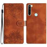 For Xiaomi Redmi Note 8T Cherry Blossom Butterfly Skin Feel Embossed PU Phone Case(Brown)