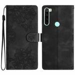 For Xiaomi Redmi Note 8T Cherry Blossom Butterfly Skin Feel Embossed PU Phone Case(Black)