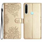 For Xiaomi Redmi Note 8T Cherry Blossom Butterfly Skin Feel Embossed PU Phone Case(Gold)