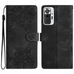 For Xiaomi Redmi Note 10 Pro Cherry Blossom Butterfly Skin Feel Embossed PU Phone Case(Black)