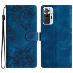 For Xiaomi Redmi Note 10 Pro Max Cherry Blossom Butterfly Skin Feel Embossed PU Phone Case(Blue)