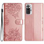 For Xiaomi Redmi Note 10 Pro Max Cherry Blossom Butterfly Skin Feel Embossed PU Phone Case(Rose Gold)