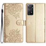For Xiaomi Redmi Note 11 Pro 5G Global Cherry Blossom Butterfly Skin Feel Embossed PU Phone Case(Gold)