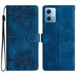 For Xiaomi Redmi Note 12 Global Cherry Blossom Butterfly Skin Feel Embossed PU Phone Case(Blue)