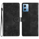 For Xiaomi Redmi Note 12 Global Cherry Blossom Butterfly Skin Feel Embossed PU Phone Case(Black)