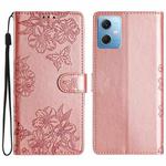 For Xiaomi Redmi Note 12 Global Cherry Blossom Butterfly Skin Feel Embossed PU Phone Case(Rose Gold)