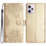 For Xiaomi Redmi Note 12 Pro Global Cherry Blossom Butterfly Skin Feel Embossed PU Phone Case(Gold)