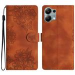 For Redmi Note 13 Pro 4G Cherry Blossom Butterfly Skin Feel Embossed PU Phone Case(Brown)