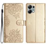 For Redmi Note 13 Pro 4G Cherry Blossom Butterfly Skin Feel Embossed PU Phone Case(Gold)