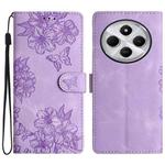 For Redmi 14C 4G Cherry Blossom Butterfly Skin Feel Embossed PU Phone Case(Purple)