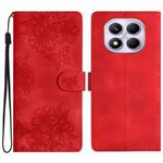 For Redmi Note 14 Pro 4G Cherry Blossom Butterfly Skin Feel Embossed PU Phone Case(Red)