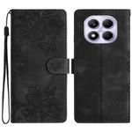 For Redmi Note 14 Pro 4G Cherry Blossom Butterfly Skin Feel Embossed PU Phone Case(Black)