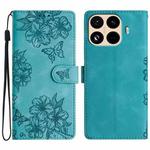 For Redmi 15T Pro 5G Cherry Blossom Butterfly Skin Feel Embossed PU Phone Case(Green)