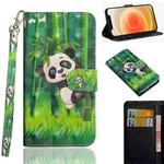 For iPhone 12 mini 3D Painting Pattern Horizontal Flip TPU + PU Leather Case with Holder & Card Slots & Wallet(Panda Climbing Bamboo)