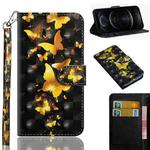 For iPhone 12 / 12 Pro 3D Painting Pattern Horizontal Flip TPU + PU Leather Case with Holder & Card Slots & Wallet(Golden Butterfly)