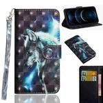 For iPhone 12 Pro Max 3D Painting Pattern Horizontal Flip TPU + PU Leather Case with Holder & Card Slots & Wallet(Wolf)
